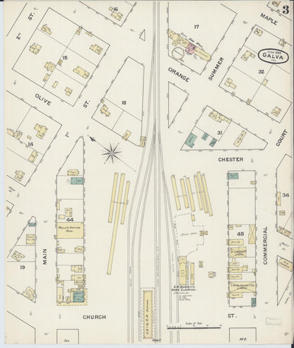Sanborn Fire Insurance Map from Galva, Henry County, Illinois (1888), Sheet #0003 - Complete Map Set gallery image, historic Sanborn map, vintage wall art, Illinois Illinois