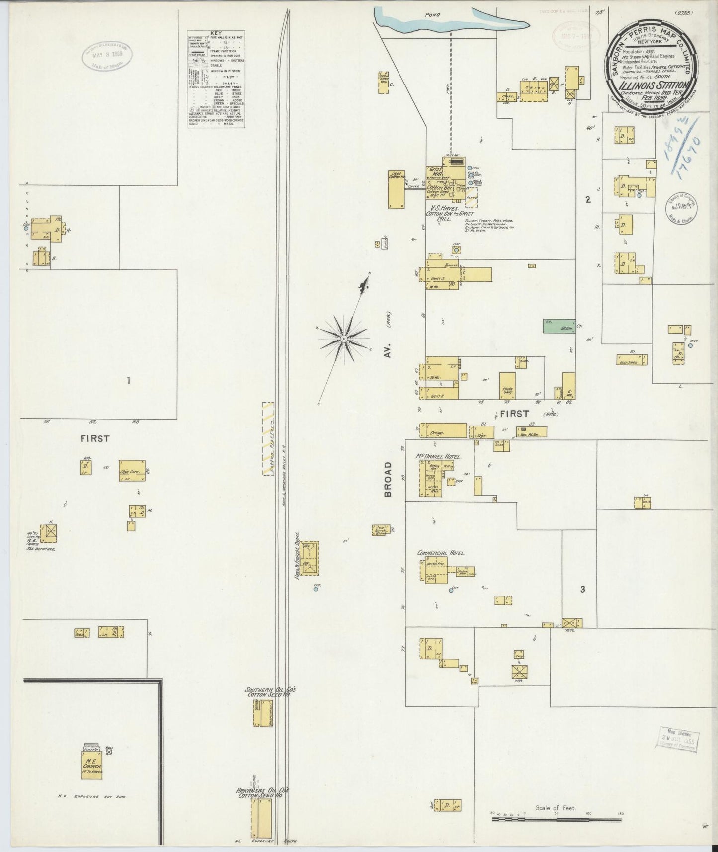 Sanborn Fire Insurance Map from Illinois Station, Sequoyah County, Oklahoma (1899), Sheet #0001 - Historic Sanborn Fire Insurance Map Print, vintage old map wall art, antique decor, genealogy gift, Oklahoma Oklahoma map