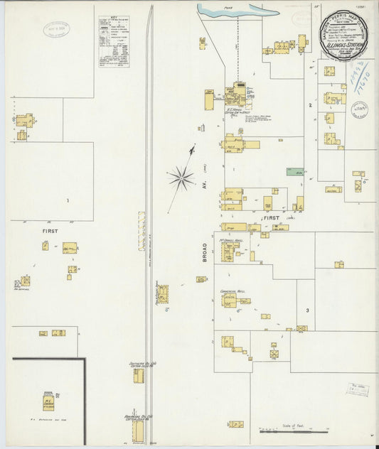 Sanborn Fire Insurance Map from Illinois Station, Sequoyah County, Oklahoma (1899), Sheet #0001 - Historic Sanborn Fire Insurance Map Print, vintage old map wall art, antique decor, genealogy gift, Oklahoma Oklahoma map