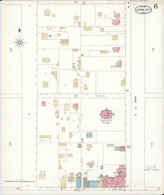 Sanborn Fire Insurance Map from Logan, Cache County, Utah (1900), Sheet #0006 - Historic Sanborn Fire Insurance Map Print, vintage old map wall art, antique decor, genealogy gift, Utah Utah map