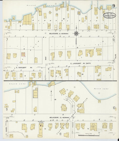 Sanborn Fire Insurance Map from Charlevoix, Charlevoix County, Michigan (1912), Sheet #0009 - Complete Map Set gallery image, historic Sanborn map, vintage wall art, Michigan Michigan