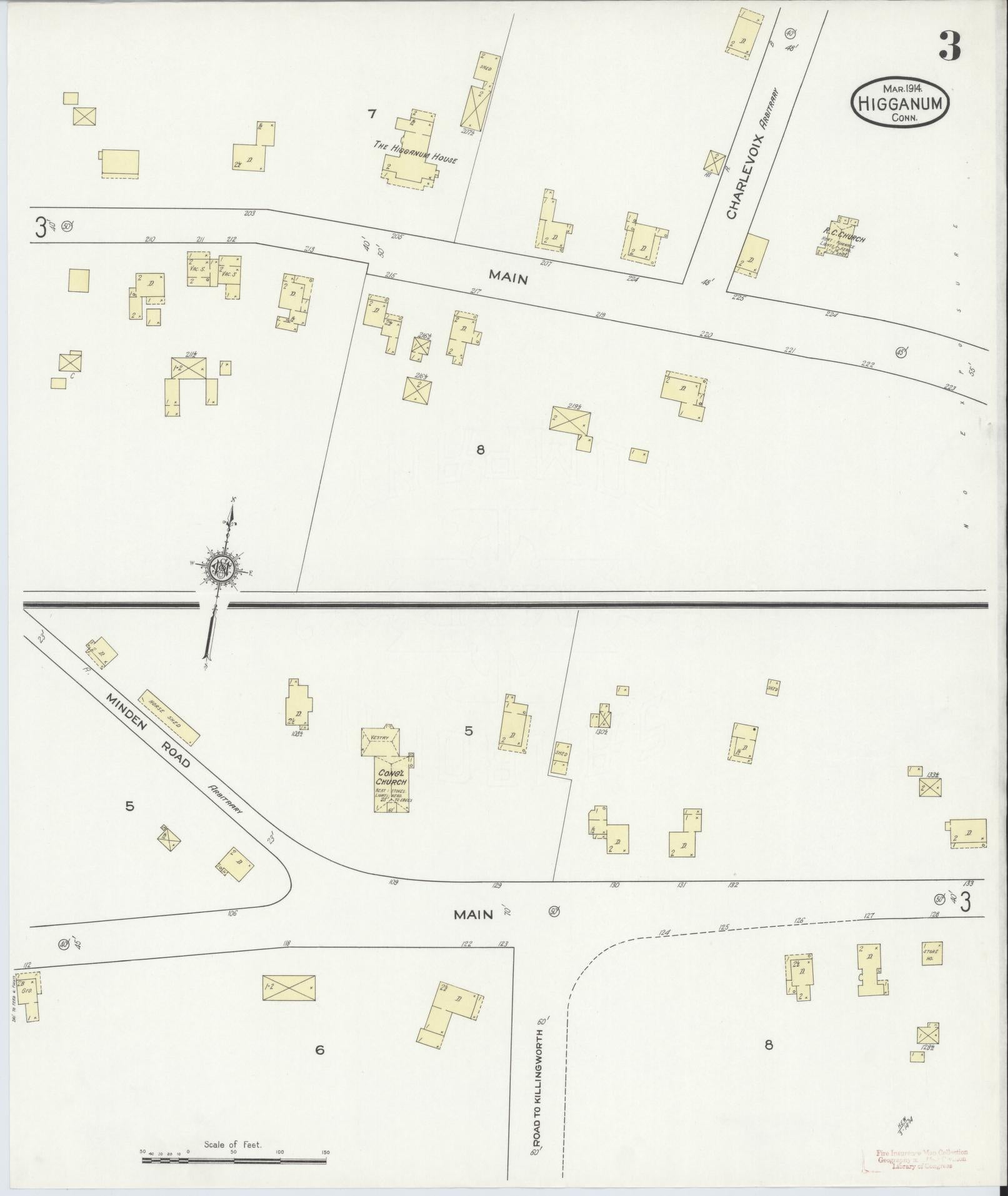 Sanborn Fire Insurance Map from Higganum, Middlesex County, Connecticut (1914), Sheet #0003 - Complete Map Set gallery image, historic Sanborn map, vintage wall art, Connecticut Connecticut
