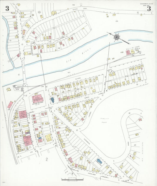 Sanborn Fire Insurance Map from Gassaway, Braxton County, West Virginia (1941), Sheet #0003 - Historic Sanborn Fire Insurance Map Print, vintage old map wall art, antique decor, genealogy gift, West Virginia West Virginia map