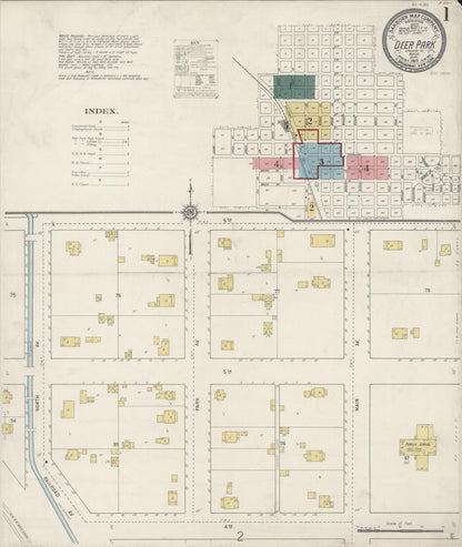 Sanborn Fire Insurance Map from Deer Park, Spokane County, Washington (1915), Sheet #0001 - Complete Map Set gallery image, historic Sanborn map, vintage wall art, Washington Washington