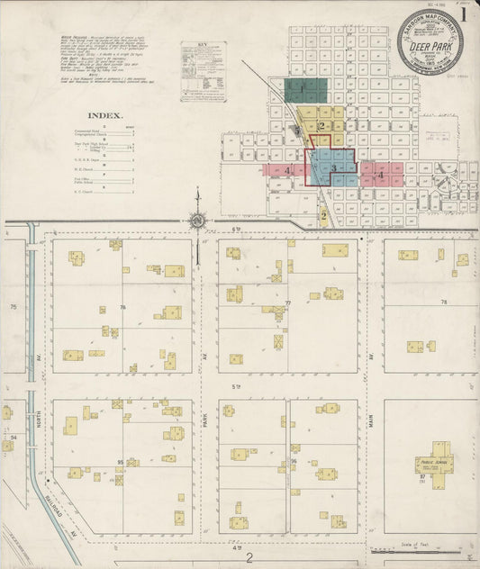 Sanborn Fire Insurance Map from Deer Park, Spokane County, Washington (1915), Sheet #0001 - Complete Map Set gallery image, historic Sanborn map, vintage wall art, Washington Washington