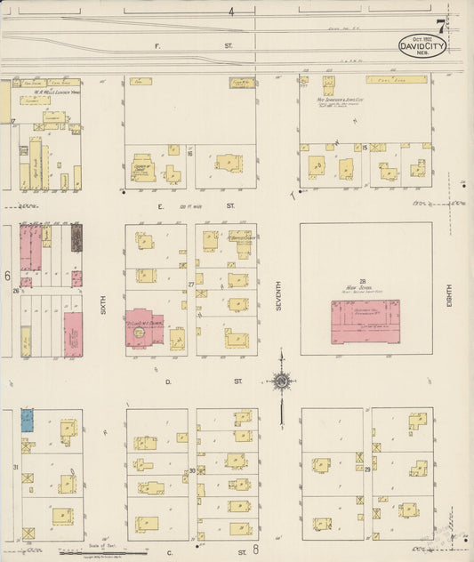 Sanborn Fire Insurance Map from David City, Butler County, Nebraska (1922), Sheet #0007 - Historic Sanborn Fire Insurance Map Print, vintage old map wall art, antique decor, genealogy gift, Nebraska Nebraska map