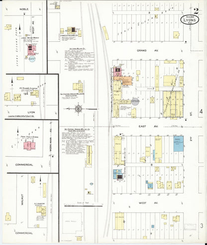 Sanborn Fire Insurance Map from Lyons, Rice County, Kansas (1912), Sheet #0002 - Complete Map Set gallery image, historic Sanborn map, vintage wall art, Kansas Kansas