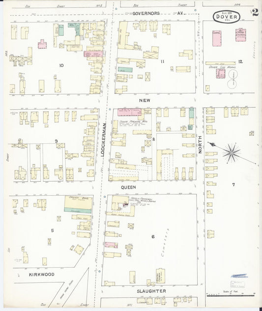 Sanborn Fire Insurance Map from Dover, Kent County, Delaware (1891), Sheet #0002 - Historic Sanborn Fire Insurance Map Print, vintage old map wall art, antique decor, genealogy gift, Delaware Delaware map