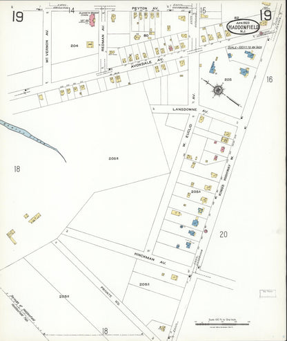 Sanborn Fire Insurance Map from Haddonfield, Camden County, New Jersey (1923), Sheet #0019 - Complete Map Set gallery image, historic Sanborn map, vintage wall art, New Jersey New Jersey