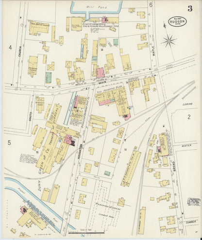 Sanborn Fire Insurance Map from Hudson, Middlesex County, Massachusetts (1897), Sheet #0003 - Historic Sanborn Fire Insurance Map Print, vintage old map wall art, antique decor, genealogy gift, Massachusetts Massachusetts map