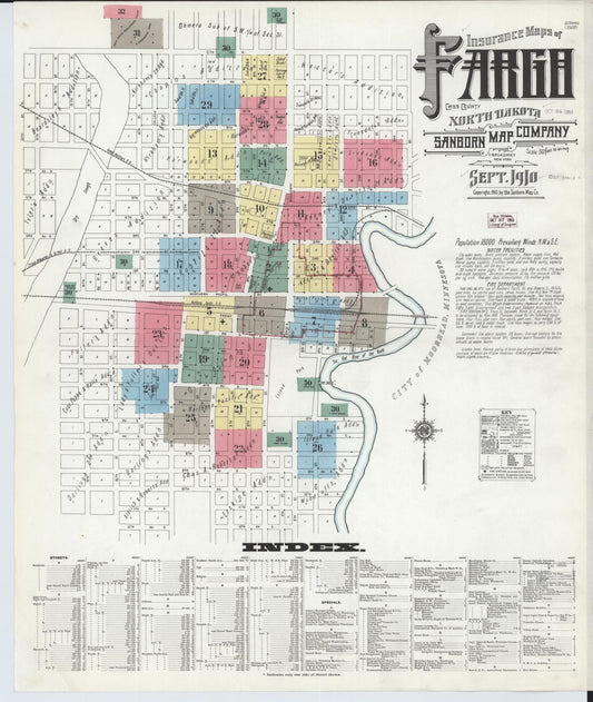Sanborn Fire Insurance Map from Fargo, Cass County, North Dakota. (1910) – Historic Sanborn Fire Insurance Map Print