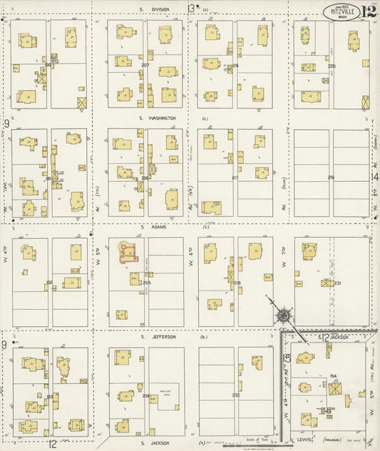 Sanborn Fire Insurance Map from Ritzville, Adams County, Washington (1922), Sheet #0012 - Historic Sanborn Fire Insurance Map Print, vintage old map wall art, antique decor, genealogy gift, Washington Washington map