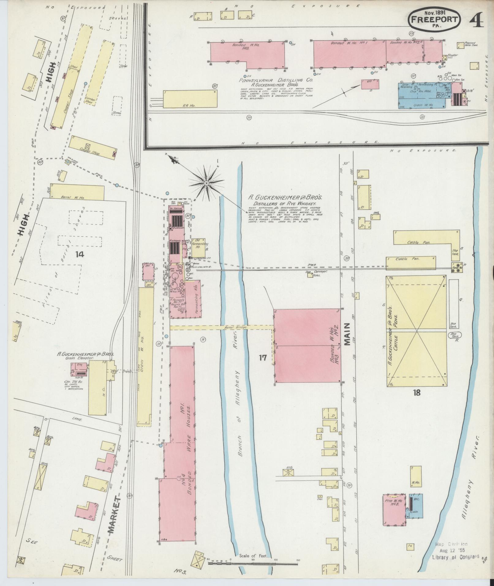 Sanborn Fire Insurance Map from Freeport, Armstrong County, Pennsylvania (1891), Sheet #0004 - Historic Sanborn Fire Insurance Map Print, vintage old map wall art, antique decor, genealogy gift, Pennsylvania Pennsylvania map