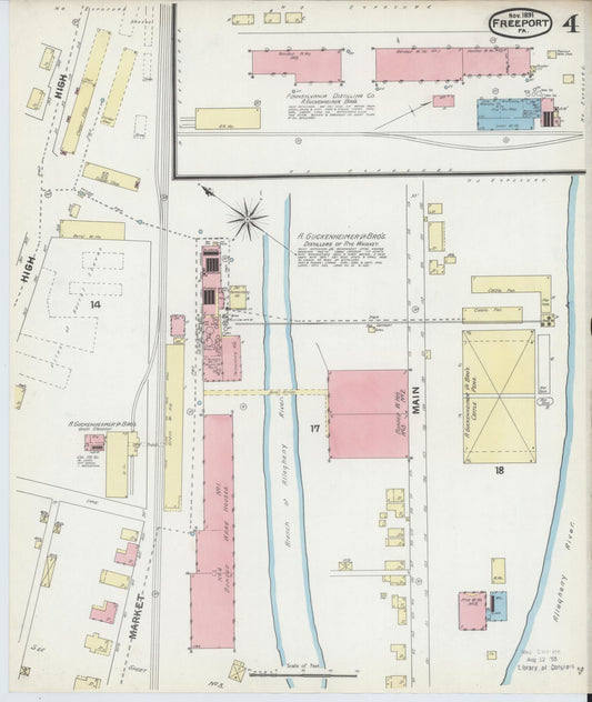 Sanborn Fire Insurance Map from Freeport, Armstrong County, Pennsylvania (1891), Sheet #0004 - Historic Sanborn Fire Insurance Map Print, vintage old map wall art, antique decor, genealogy gift, Pennsylvania Pennsylvania map