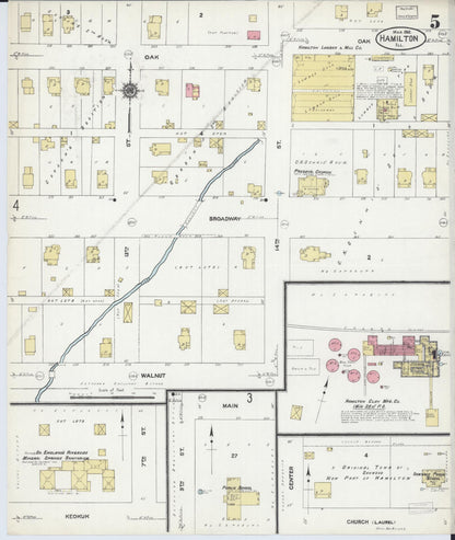 Sanborn Fire Insurance Map from Hamilton, Hancock County, Illinois (1912), Sheet #0005 - Historic Sanborn Fire Insurance Map Print, vintage old map wall art, antique decor, genealogy gift, Illinois Illinois map