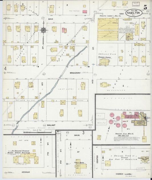 Sanborn Fire Insurance Map from Hamilton, Hancock County, Illinois (1912), Sheet #0005 - Historic Sanborn Fire Insurance Map Print, vintage old map wall art, antique decor, genealogy gift, Illinois Illinois map