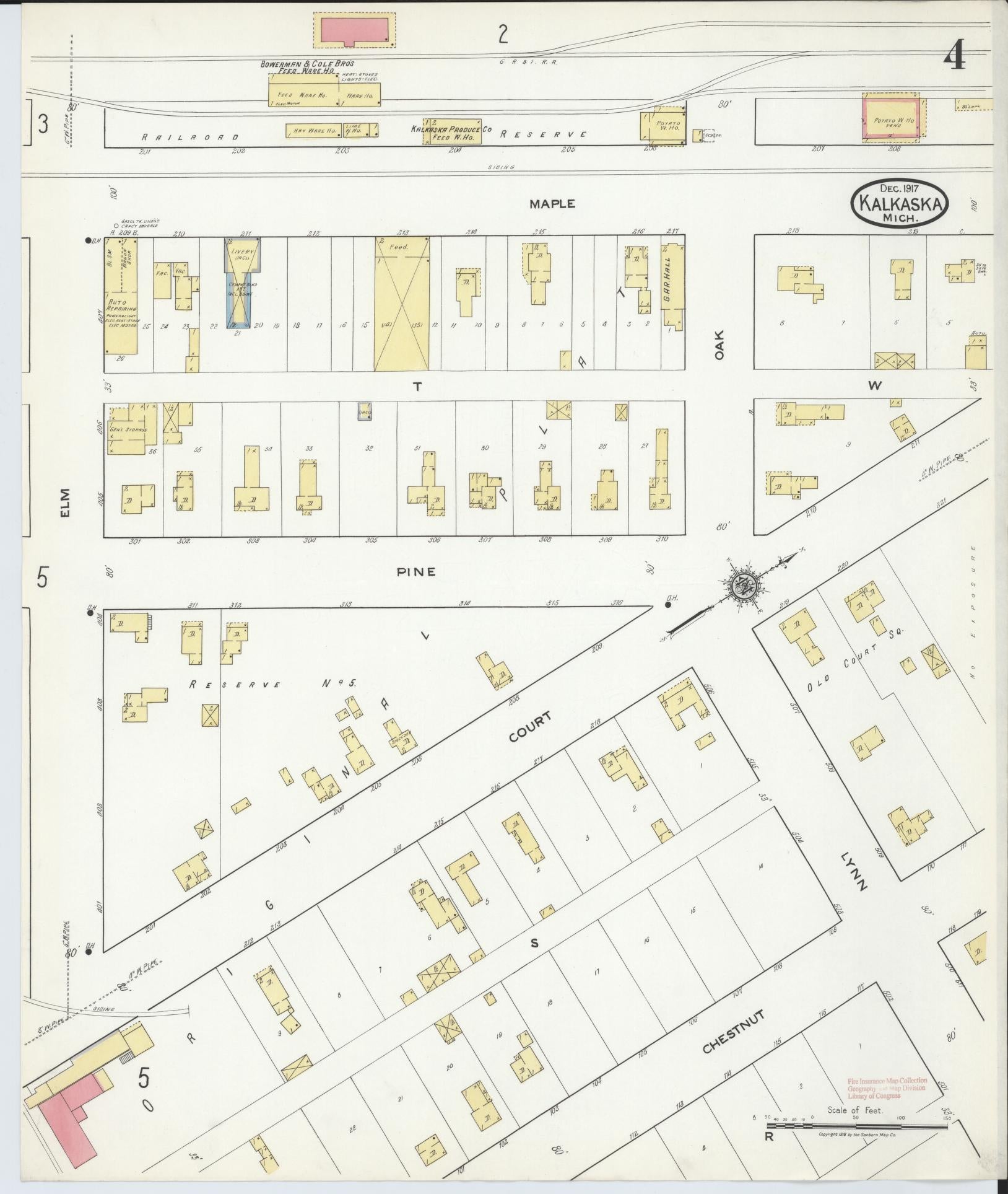 Sanborn Fire Insurance Map from Kalkaska, Kalkaska County, Michigan (1917), Sheet #0004 - Complete Map Set gallery image, historic Sanborn map, vintage wall art, Michigan Michigan
