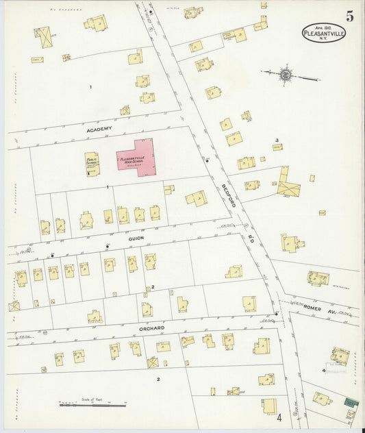 Sanborn Fire Insurance Map from Pleasantville, Westchester County, New York (1910), Sheet #0005 - Historic Sanborn Fire Insurance Map Print, vintage old map wall art, antique decor, genealogy gift, New York New York map
