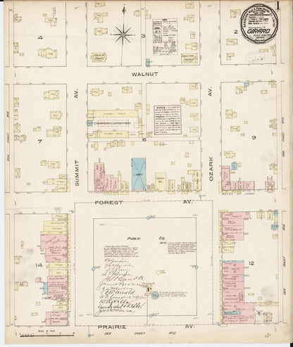 Sanborn Fire Insurance Map from Girard, Crawford County, Kansas (1885), Sheet #0001 - Complete Map Set gallery image, historic Sanborn map, vintage wall art, Kansas Kansas