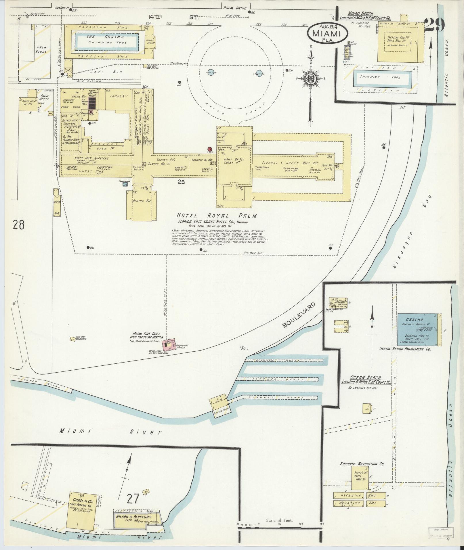 Sanborn Fire Insurance Map from Miami, Dade County, Florida (1914), Sheet #0029 - Complete Map Set gallery image, historic Sanborn map, vintage wall art, Florida Florida