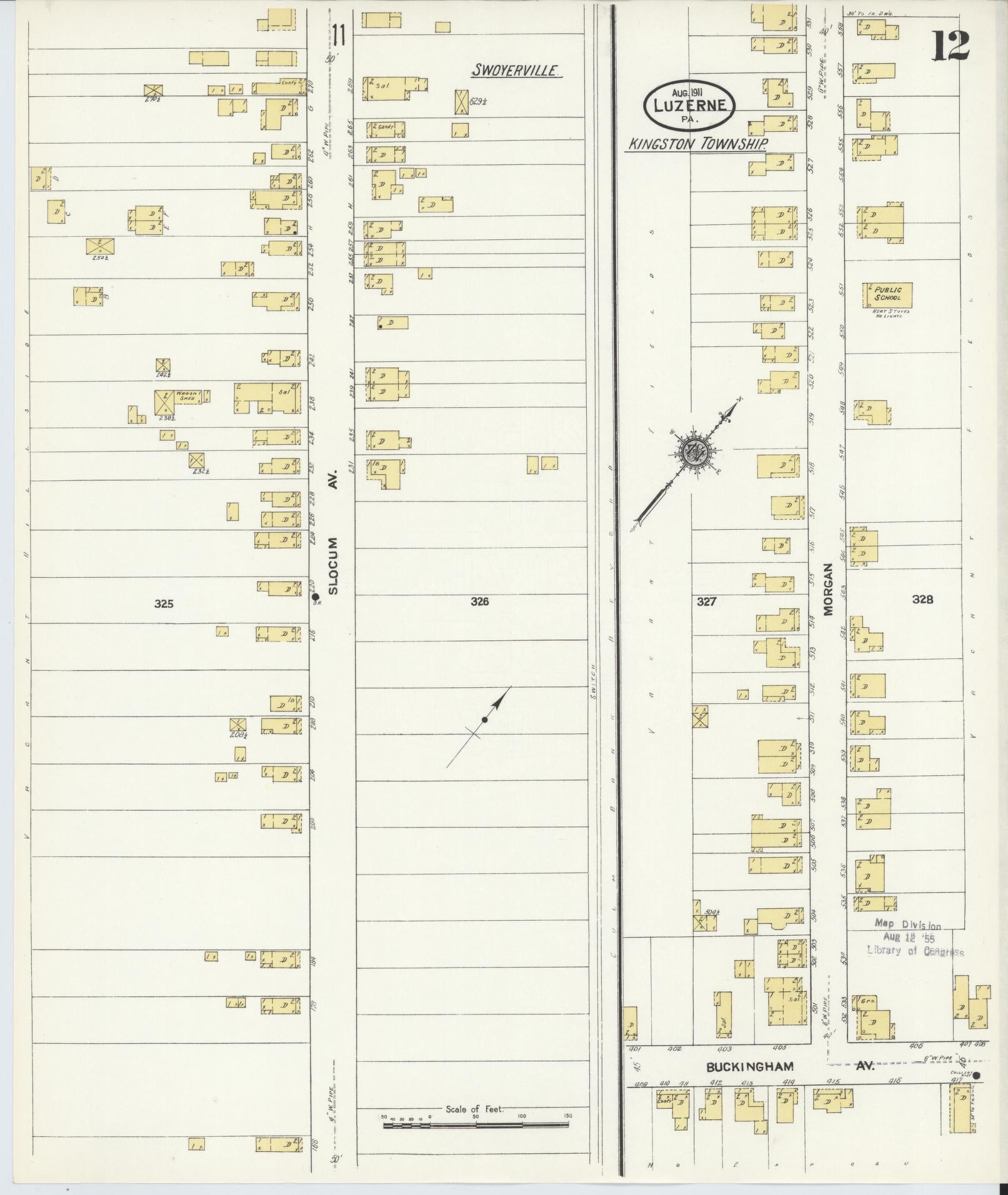 Sanborn Fire Insurance Map from Luzerne, Luzerne County, Pennsylvania (1911), Sheet #0012 - Complete Map Set gallery image, historic Sanborn map, vintage wall art, Pennsylvania Pennsylvania