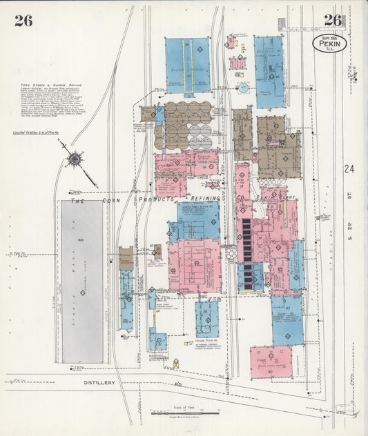 Sanborn Fire Insurance Map from Pekin, Tazewell County, Illinois (1925), Sheet #0026 - Historic Sanborn Fire Insurance Map Print, vintage old map wall art, antique decor, genealogy gift, Illinois Illinois map