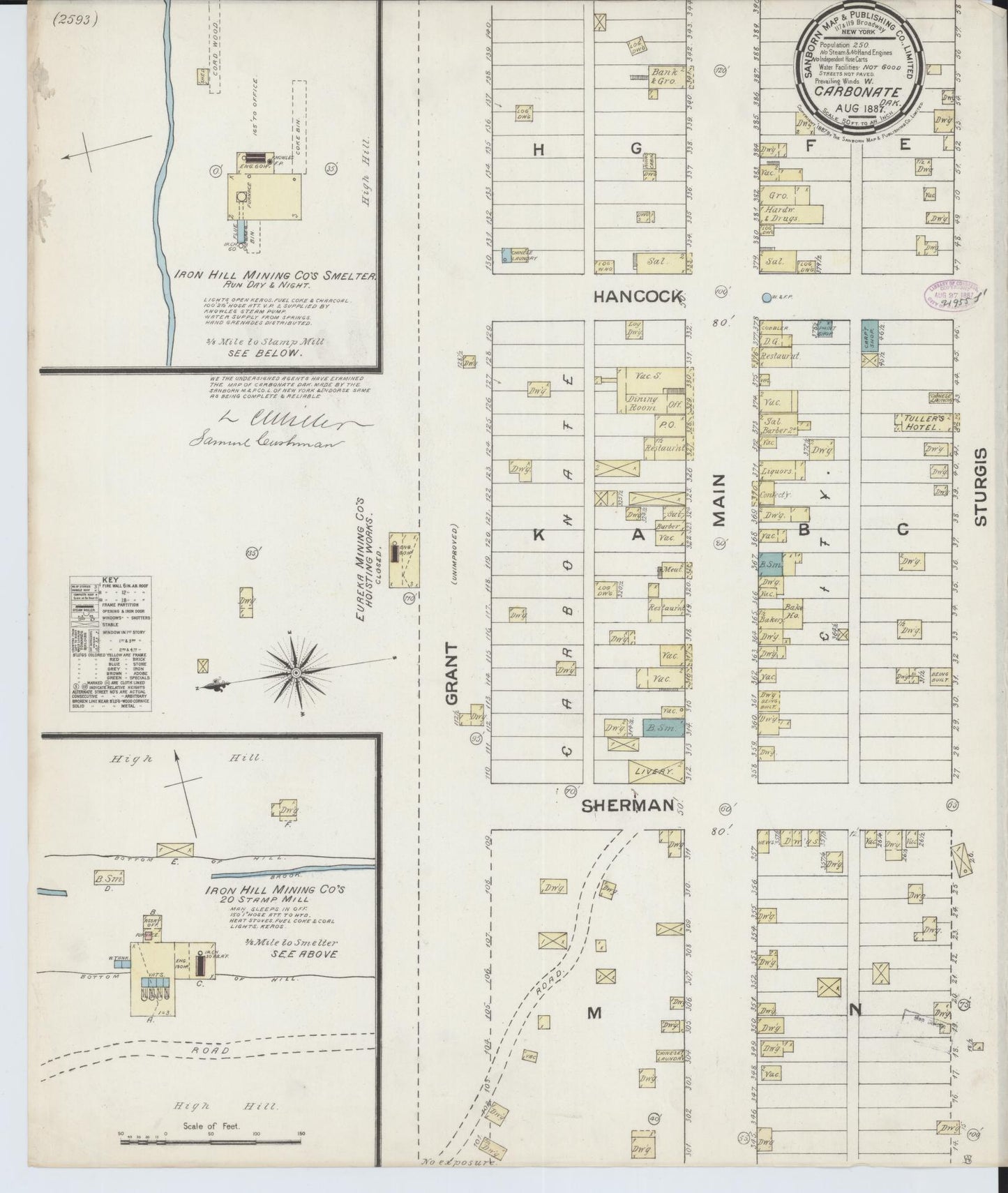 Sanborn Fire Insurance Map from Carbonate, Lawrence County, South Dakota (1887), Sheet #0001 - Historic Sanborn Fire Insurance Map Print, vintage old map wall art, antique decor, genealogy gift, South Dakota South Dakota map