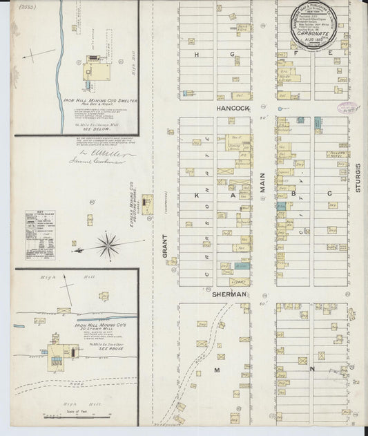 Sanborn Fire Insurance Map from Carbonate, Lawrence County, South Dakota (1887), Sheet #0001 - Historic Sanborn Fire Insurance Map Print, vintage old map wall art, antique decor, genealogy gift, South Dakota South Dakota map