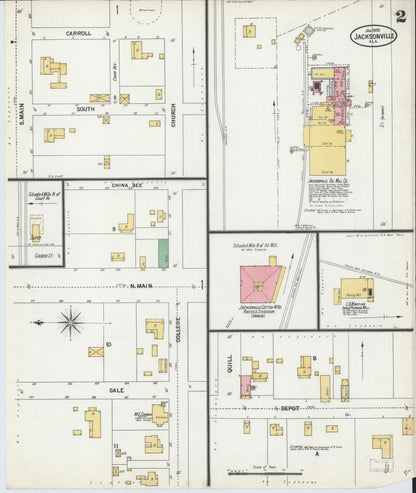 Sanborn Fire Insurance Map from Jacksonville, Calhoun County, Alabama (1900), Sheet #0002 - Complete Map Set gallery image, historic Sanborn map, vintage wall art, Alabama Alabama