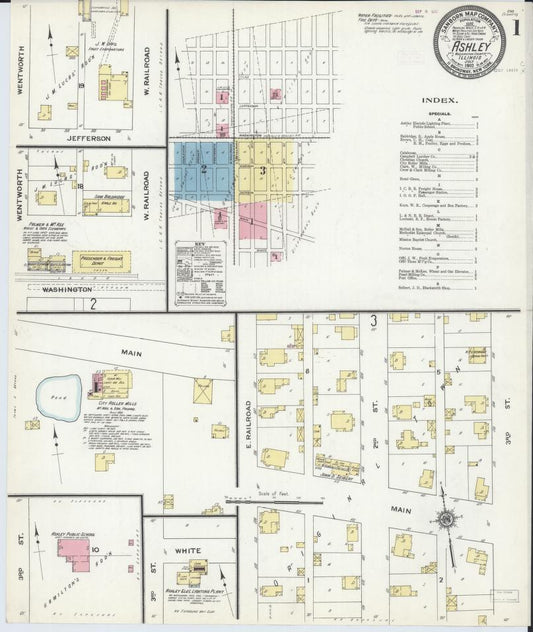 Sanborn Fire Insurance Map from Ashley, Washington County, Illinois. (1910) – Map View