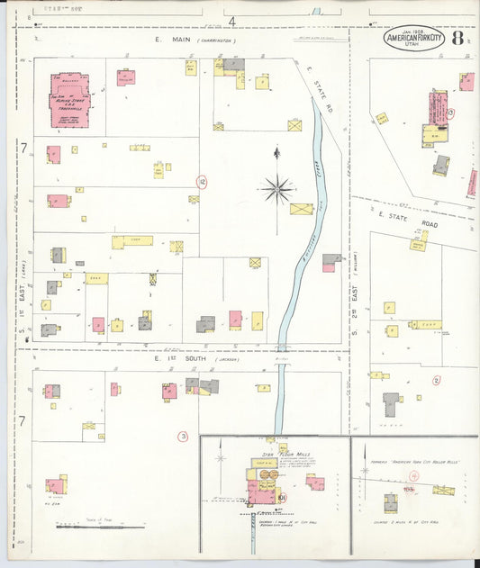 Sanborn Fire Insurance Map from American Fork, Utah County, Utah (1938), Sheet #0008 - Historic Sanborn Fire Insurance Map Print, vintage old map wall art, antique decor, genealogy gift, American Fork Utah map