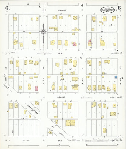 Sanborn Fire Insurance Map from Plattsmouth, Cass County, Nebraska (1923), Sheet #0006 - Complete Map Set gallery image, historic Sanborn map, vintage wall art, Nebraska Nebraska