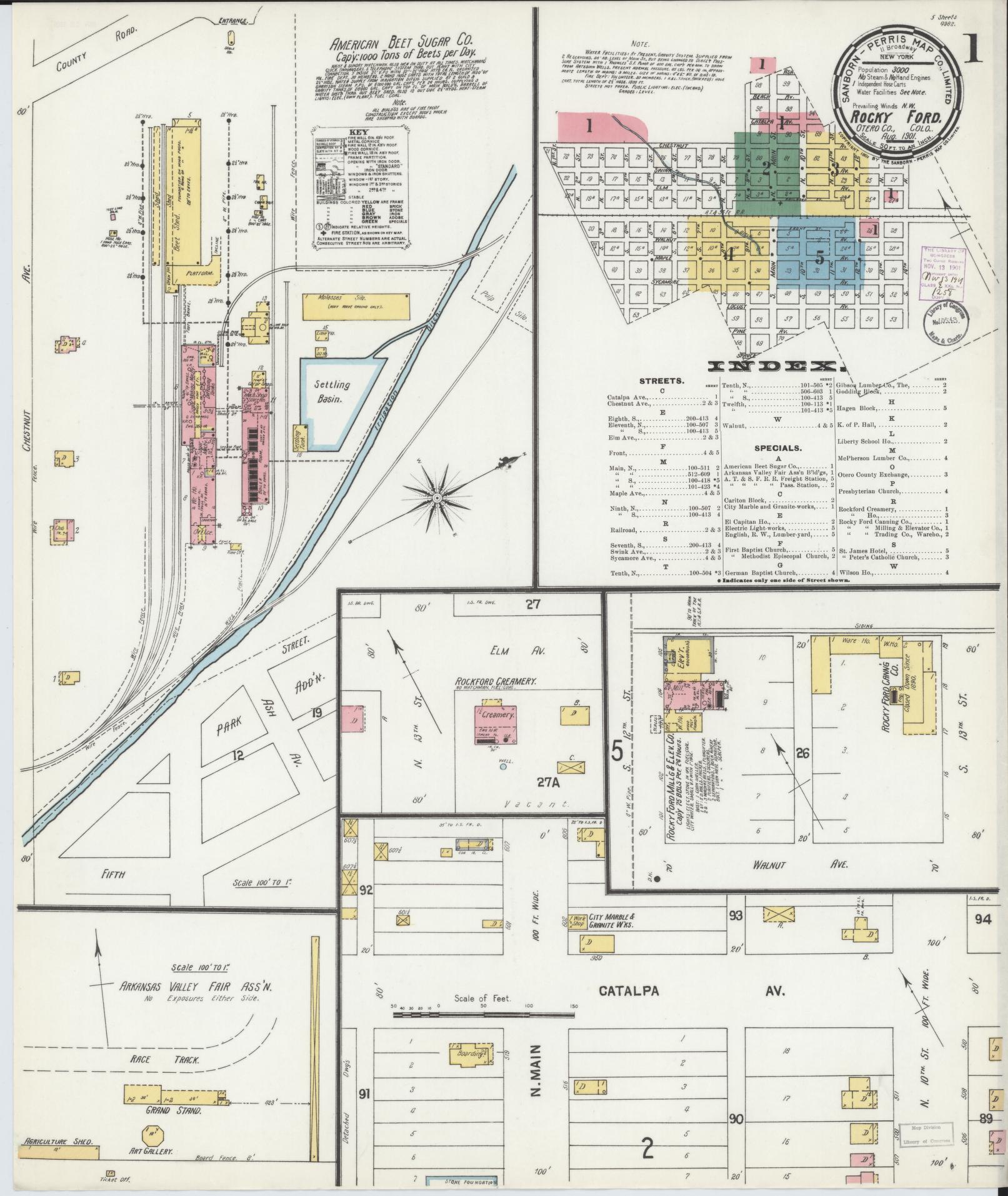 Sanborn Fire Insurance Map from Rocky Ford, Otero County, Colorado. (1901) – Historic Sanborn Fire Insurance Map Print
