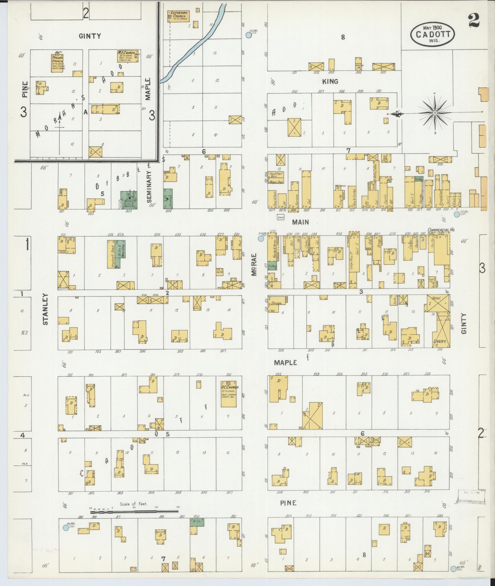 Sanborn Fire Insurance Map from Cadott, Chippewa County, Wisconsin (1900), Sheet #0002 - Complete Map Set gallery image, historic Sanborn map, vintage wall art, Wisconsin Wisconsin