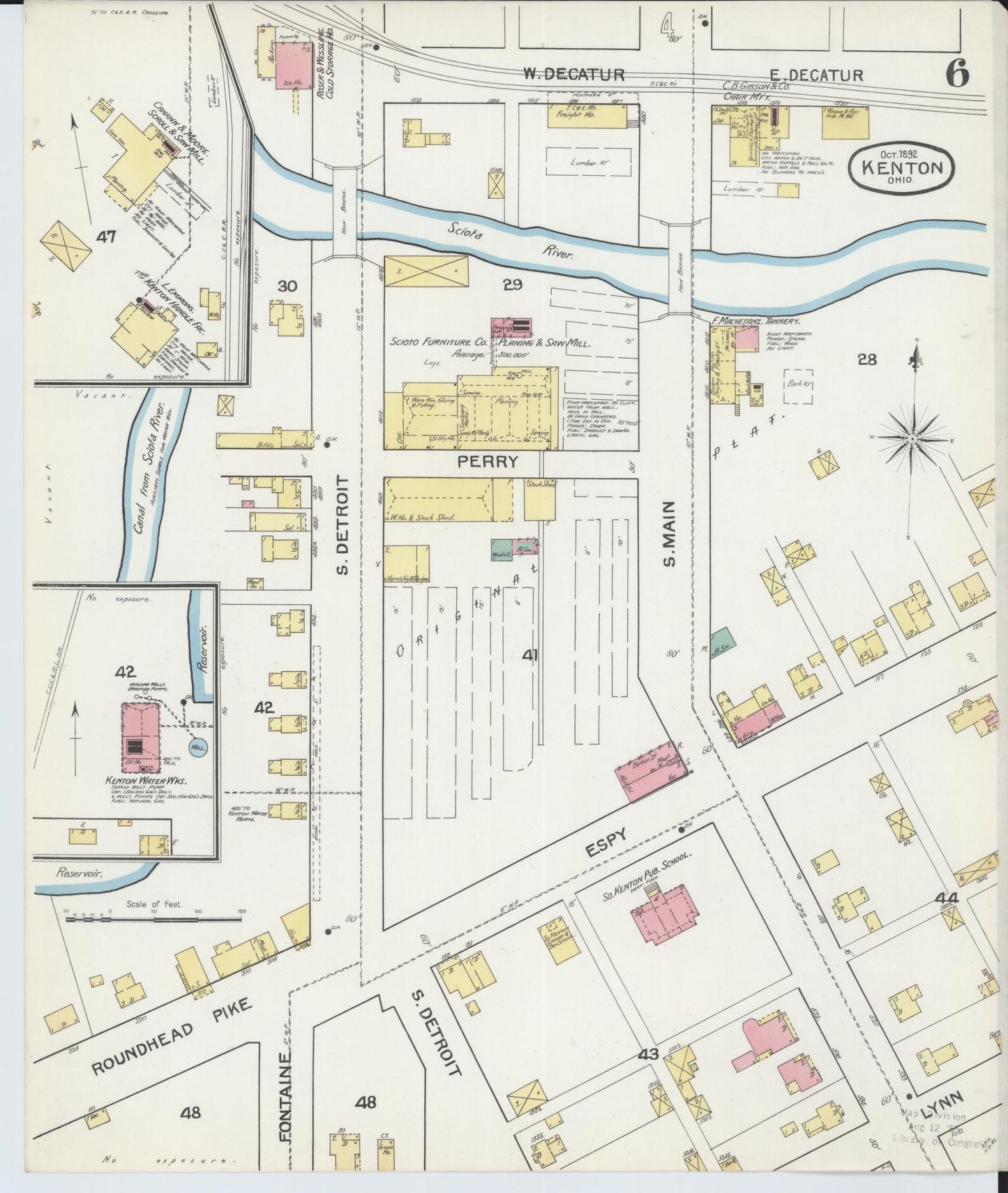 Sanborn Fire Insurance Map from Kenton, Hardin County, Ohio (1892), Sheet #0006 - Historic Sanborn Fire Insurance Map Print, vintage old map wall art, antique decor, genealogy gift, Ohio Ohio map