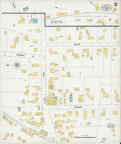 Sanborn Fire Insurance Map from Hyannis, Barnstable County, Massachusetts (1901), Sheet #0003 - Historic Sanborn Fire Insurance Map Print, vintage old map wall art, antique decor, genealogy gift, Massachusetts Massachusetts map
