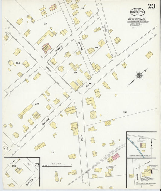 Sanborn Fire Insurance Map from Oneonta, Otsego County, New York (1910), Sheet #0023 - Historic Sanborn Fire Insurance Map Print, vintage old map wall art, antique decor, genealogy gift, New York New York map
