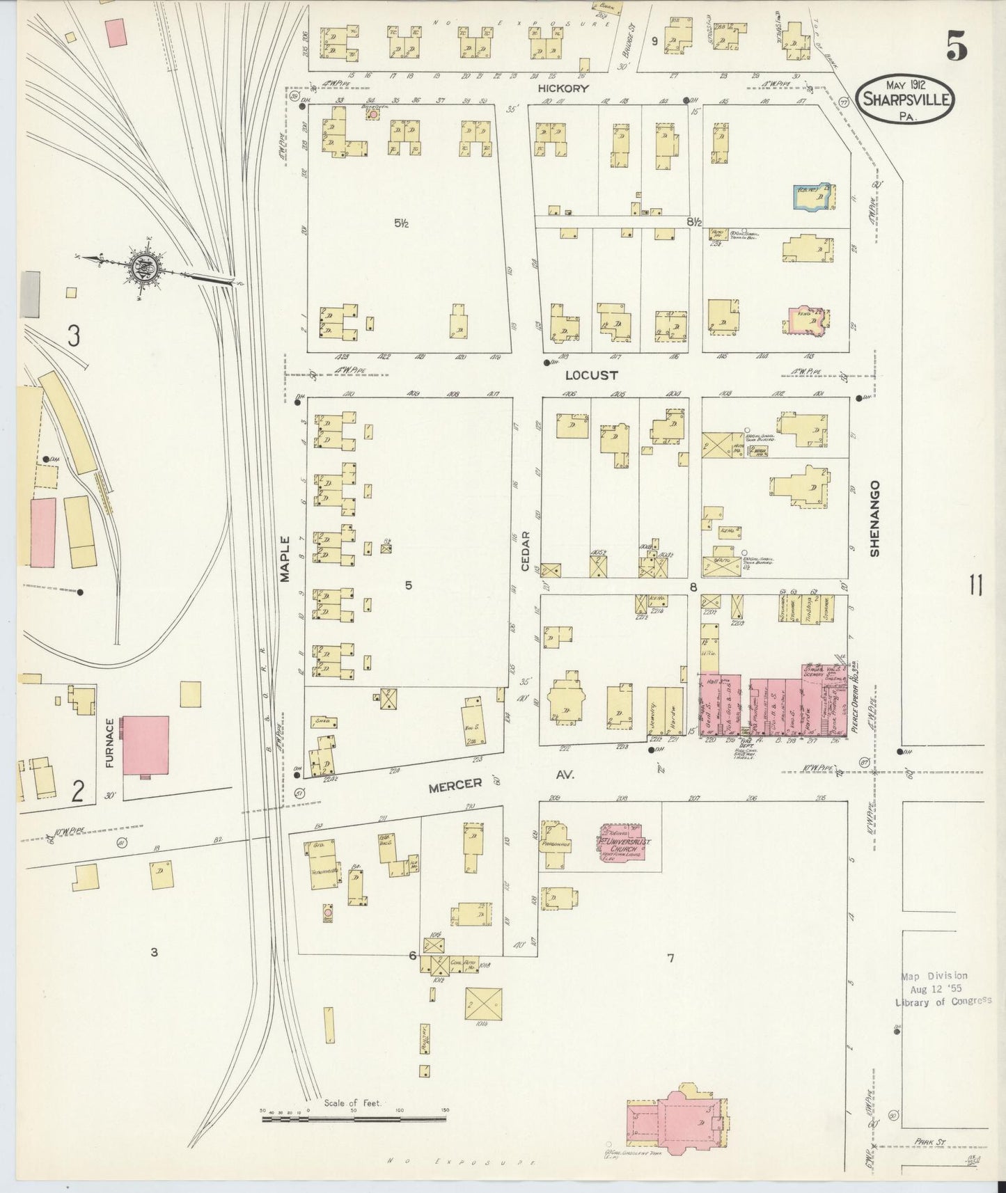 Sanborn Fire Insurance Map from Sharpsville, Mercer County, Pennsylvania (1912), Sheet #0005 - Complete Map Set gallery image, historic Sanborn map, vintage wall art, Pennsylvania Pennsylvania
