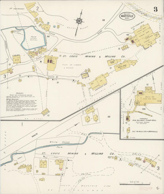 Sanborn Fire Insurance Map from Marysville, Lewis And Clark County, Montana (1914), Sheet #0003 - Historic Sanborn Fire Insurance Map Print, vintage old map wall art, antique decor, genealogy gift, Montana Montana map