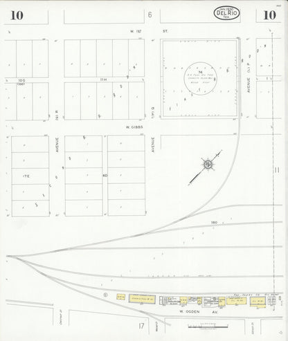 Sanborn Fire Insurance Map from Del Rio, Val Verde County, Texas (1930), Sheet #0010 - Historic Sanborn Fire Insurance Map Print, vintage old map wall art, antique decor, genealogy gift, Texas Texas map