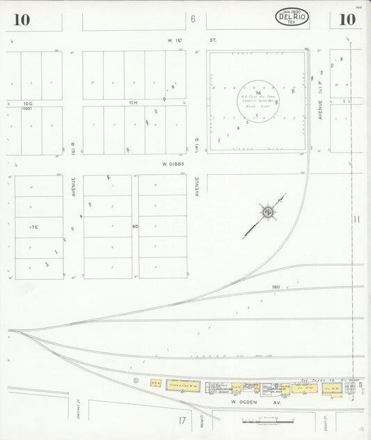 Sanborn Fire Insurance Map from Del Rio, Val Verde County, Texas (1930), Sheet #0010 - Historic Sanborn Fire Insurance Map Print, vintage old map wall art, antique decor, genealogy gift, Texas Texas map