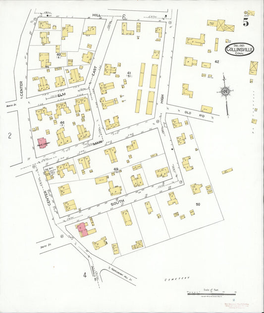 Sanborn Fire Insurance Map from Collinsville, Hartford County, Connecticut (1921), Sheet #0005 - Historic Sanborn Fire Insurance Map Print, vintage old map wall art, antique decor, genealogy gift, Connecticut Connecticut map