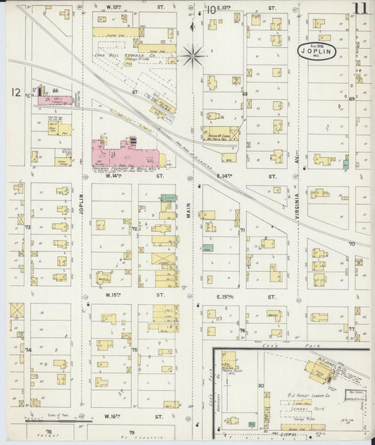 Sanborn Fire Insurance Map from Joplin, Jasper County, Missouri (1896), Sheet #0011 - Historic Sanborn Fire Insurance Map Print, vintage old map wall art, antique decor, genealogy gift, Missouri Missouri map