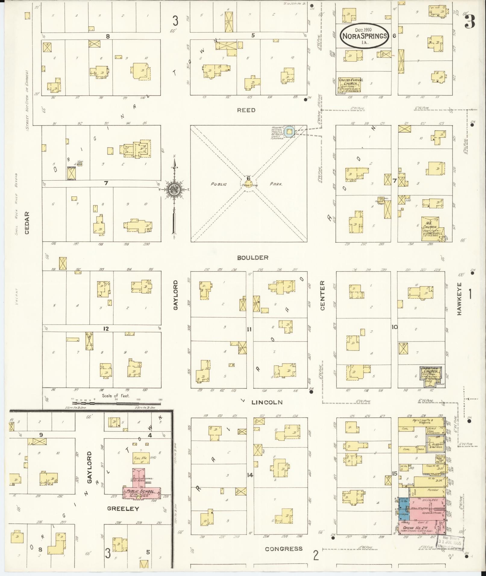 Sanborn Fire Insurance Map from Nora Springs, Floyd County, Iowa (1910), Sheet #0003 - Historic Sanborn Fire Insurance Map Print