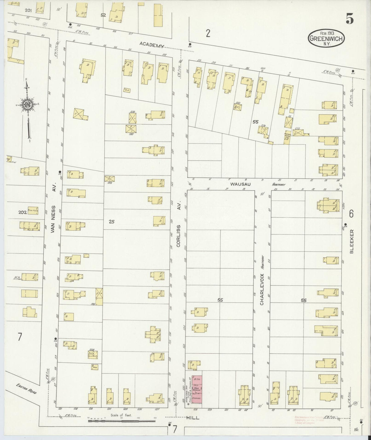 Sanborn Fire Insurance Map from Greenwich, Washington County, New York (1913), Sheet #0005 - Complete Map Set gallery image, historic Sanborn map, vintage wall art, New York New York