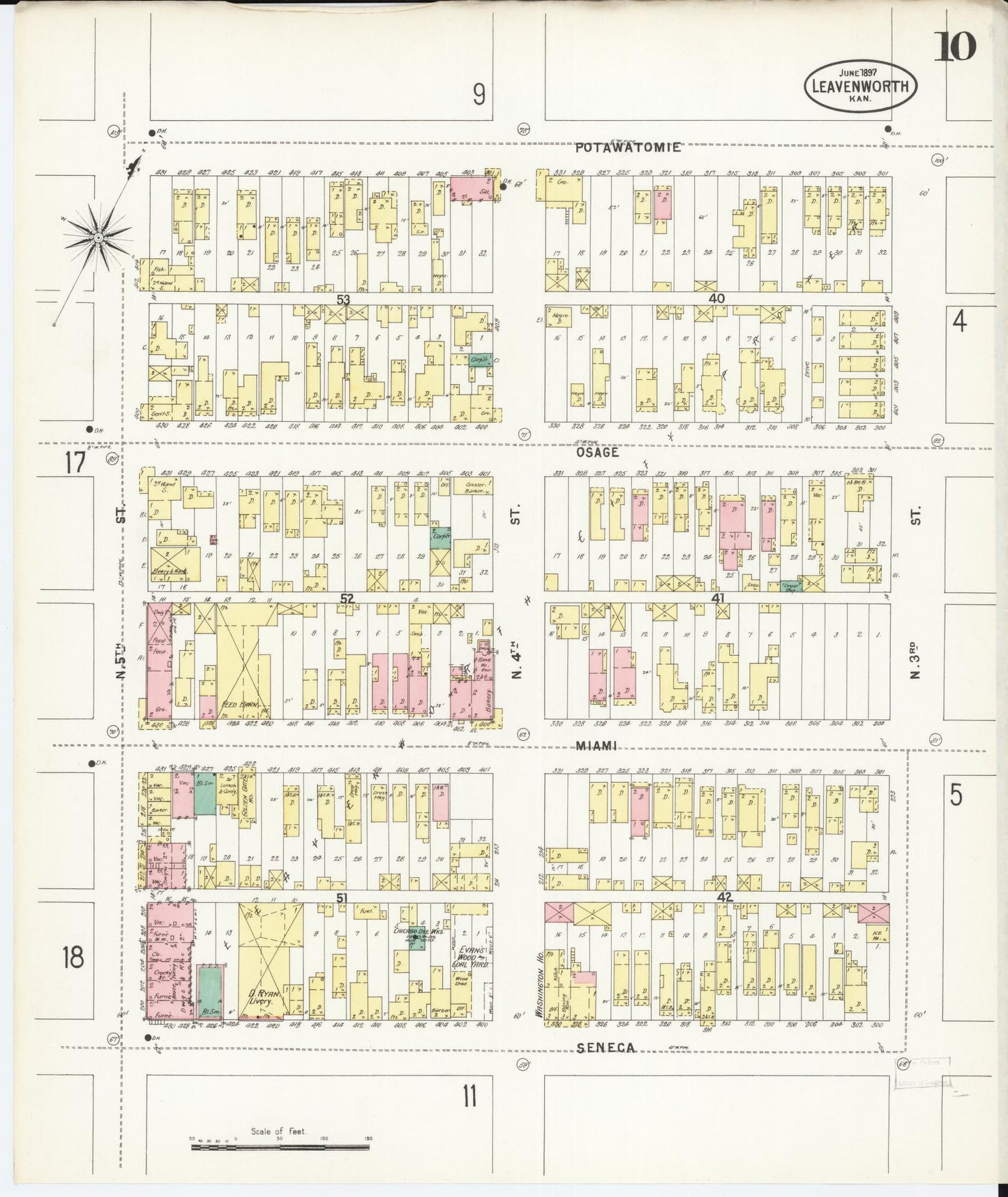 Sanborn Fire Insurance Map from Leavenworth, Leavenworth County, Kansas (1897), Sheet #0011 - Complete Map Set gallery image, historic Sanborn map, vintage wall art, Kansas Kansas