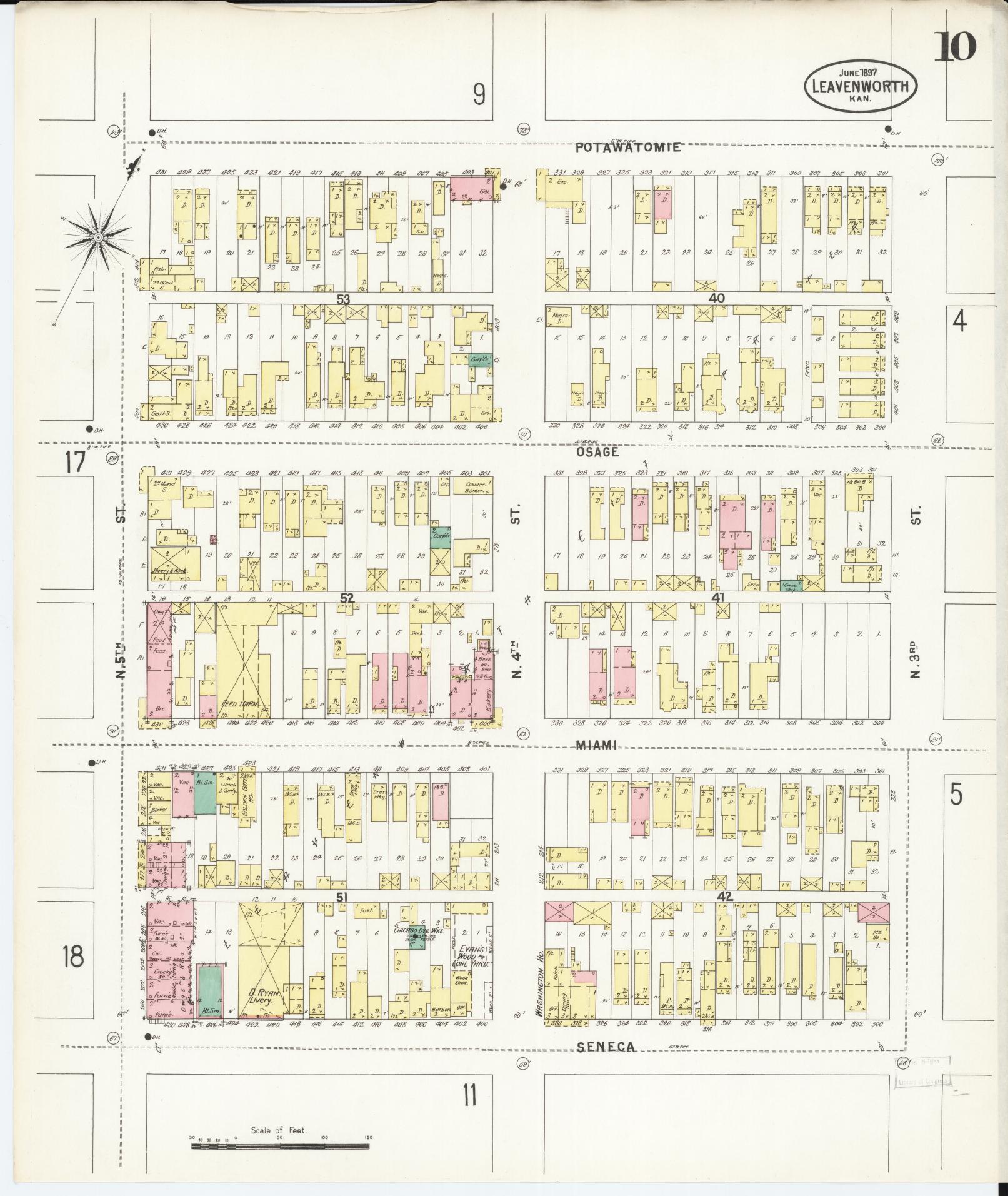 Sanborn Fire Insurance Map from Leavenworth, Leavenworth County, Kansas (1897), Sheet #0011 - Complete Map Set gallery image, historic Sanborn map, vintage wall art, Kansas Kansas