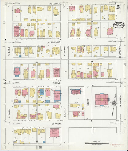 Sanborn Fire Insurance Map from Wabash, Wabash County, Indiana (1920), Sheet #0005 - Historic Sanborn Fire Insurance Map Print, vintage old map wall art, antique decor, genealogy gift, Indiana Indiana map