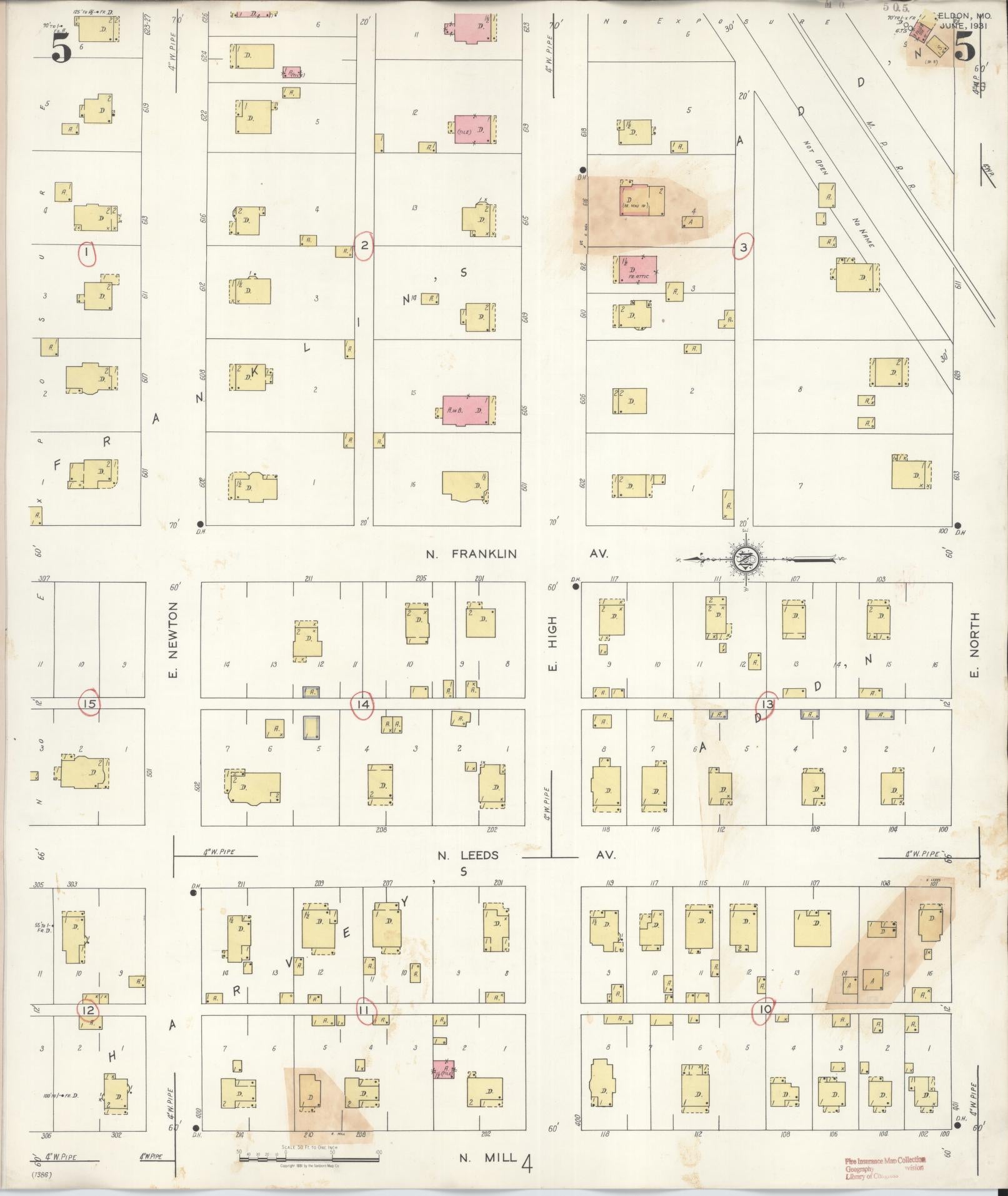 Sanborn Fire Insurance Map from Eldon, Miller County, Missouri (1941), Sheet #0005 - Complete Map Set gallery image, historic Sanborn map, vintage wall art, Missouri Missouri