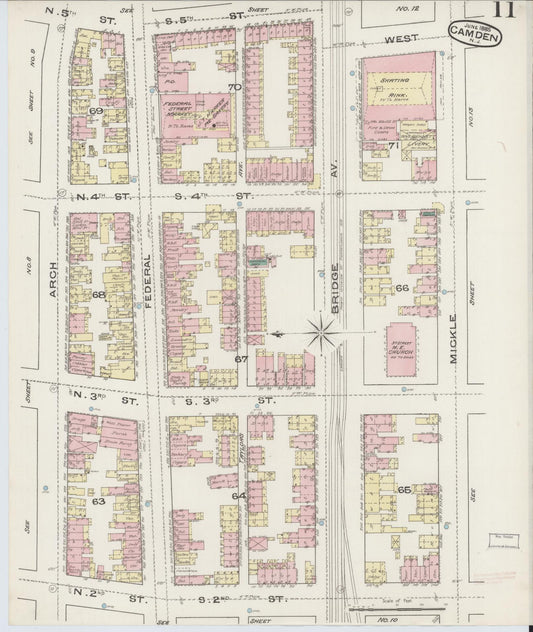 Sanborn Fire Insurance Map from Camden, Camden County, New Jersey (1885), Sheet #0011 - Historic Sanborn Fire Insurance Map Print, vintage old map wall art, antique decor, genealogy gift, New Jersey New Jersey map